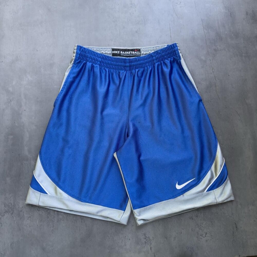Vintage Y2K Nike Basketball Dazzle Mesh Shorts Mens S Blue Silver 228998-493